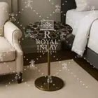Luxury Black Agate Round Table | Handmade Gilded Copper Vein Stone Accent