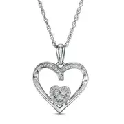 0.1 CT. T.W. Composite Natural Diamond Double Heart Pendant in Sterling Silver