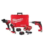 Milwaukee Hammer Drill + Impact Driver Combo Kit 18V Li-Ion w/ Drywall Screw Gun