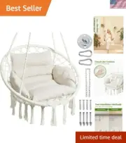Hammock Chair, Macrame Swing Chair with Comfy Cushion, Boho Hanging Chair for...
