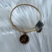 Alex and Ani Rafaelian Gold Initial A Monogram Charm Bangle Bracelet