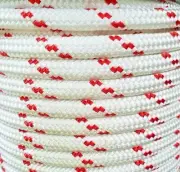 6MM Double Braided Rope Polyester Yacht Rope 30 Metres White Red Fleck