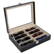Leather 8 Piece Eyeglasses Storage and Sunglass Glasses Display Case Organize...