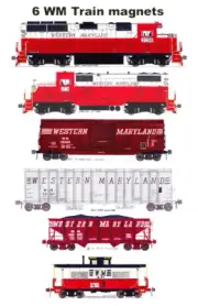 Western Maryland Circus Scheme Freight Train 6 magnets Andy Fletcher