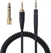 Saipomor HD598 Coiled Cable with Lock Connector Replacement 1/8" and 1/4" to 2.5mm Male AUX Extension Cords Compatible with SENNHEISER HD518 HD558 HD598 HD569 HD579 HD599 HD598 SE Headphones