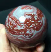 TOP 573g Natural Polished Mexico Red Stripes Agate Crystal Sphere Ball WD614