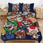 a1425 Super Mario Duvet Cover Set, 3 Piece Bedding Set 86x70" Double Sided Printing Decorative Comforter Cover Set (1 Duvet Cover + 2 Pillow Shams)" j