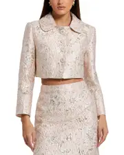 Mac Duggal Button Brocade Cropped Jacket