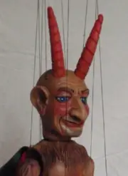 DEVIL - wooden marionette, 24 inches tall, handmade from CZECH REPUBLIC