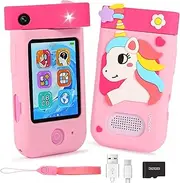 Kids Phone, ZUEOKAI Smart Phone Toys with 180°Swivel Lens,Touch Screen& Silicone Case, 1080P Videos, Camera Toys for Girls Boys Christmas Birthday Gifts for Kids Age A200