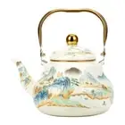 Floral Enameled Enamel Teapot Pear-shaped Tea Jug Retro Water Kettle
