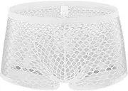 [4UFIT] Men's Sheer Mesh See Through Fishnet Boxer Briefs Pouch Underpants