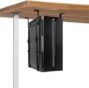 FEYRUN Under Desk PC Mount with Anti-Scratch Sponge, Adjustable CPU Holder Bracket for Computer Tower (Black, Fixed)