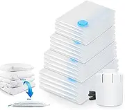 oolong Vacuum Storage Bags with Electric Air Pump,Save 80% on Clothes Storage Space, 16-Pack Vacuum Sealer Bags for Comforters, Bedding, Blankets, Clothes Storage(transparency)