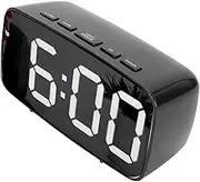 Large LED Mirror Clock, Digital Alarm Clock with USB or Battery, Voice Control, Date and Temperature Display, Minimalist Design for Bedroom Desk