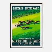 Galrie Vintage Horse Racing Art Print by Paul Colin Grand Prix de Paris 1936, Black Frame, A1 60 x 84cm (23 x 33inch)