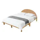 Bed Frame Double Size Wooden Mattress Base Timber Platform Round Bedhead Oak
