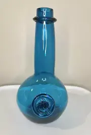 Jamestown Glasshouse Large Blue Glass Bottle/decanter