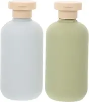 ASAKKURA 2Pcs Refillable Travel Bottles Leak Squeeze Containers for Shampoo Conditioner and Lotion Stylish Avocado Design for Toiletries the Go