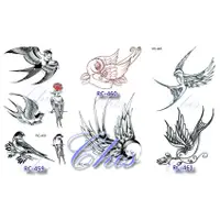 在飛比找蝦皮購物優惠-防水紋身貼紙【彩色動物紋身貼紙】韓國彩妝 燕子 小鳥 麻雀紋