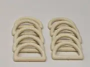 10 VTG Off-White Plastic Faux Wood Grain Texture 1-1/2" Dee Macrame Craft Rings