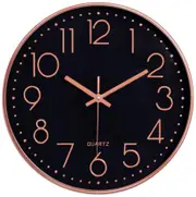 12inch Rose Gold Black Silent Wall Clock for Kitchen, School, Living Room,Bedroom,Office