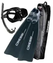 Cressi Gara 2000 Fins Perla Mask Corsica Snorkel & Bag Spearfish Gear Size 12/13