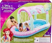 SwimWays Disney Princess Ariel Water Castle Deluxe Inflatable Pool, Above Ground Pool with Canopy and Fast Inflation for Kids Aged Aged 3 & Up