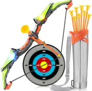 Kids Bow and Arrow Toy Set, LED Light up Archery Toys with 8 Suction Cups Arrows