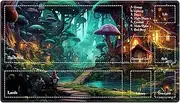 EDGFRTOIO Playmat with Zones for MTG Card Game Playing, Game Mats Tabletop Magic Play Mats 24"x14" Commander Deck Gaming Desk Duel Mat Card Gameplay Mats for Beginner, Fairy Forest Mushroom
