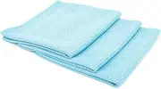 THE RAG COMPANY Waffle-Weave 370gsm Microfiber Detailing, Window/Glass and Drying Towels - LINT-Free, Streak-Free 16x16 Light Blue