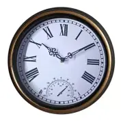 Wall Clock 12Inch Wall Mounted Clock with Thermometer Wall Mounted Waterproof