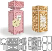 WADORN 3Pcs 3D Perfume Boxes Metal Cutting Dies, Gift Box Frame Metal Cutting Dies Stencils Candy Box Embossing Stencil Cutting Template for Card Making Scrapbooking Paper Craft Album Stamps Decor