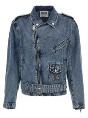 [Mo5ch1no Jeans] Mo5ch1no Jeans-Crystal Denim Jacket Giacche Celeste-Donna S Light Blue
