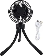 Stroller Fan, Universal Adjustment Octopus Fan 2000mAh USB Rechargeable Battery Operated Portable Fan with Deformable Tripod for Home(Black)