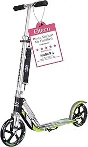 [HUDORA] 14695 BigWheel 205-Das Original mit RX Pro Technologie-Tret-Roller klappbar-City-Scooter, Schwarz/grün