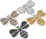 AKOOSY Stylish Bee Iron on Patches 4 Pack Rhinestone Patches for Fabric Shoes Bags Long Lasting DIY Adhesive Decorations