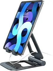 mbeat Stage S4 Foldable Mobile Phone and Tablet Stand in Space Grey Colour, Foldable Aluminium Design, Supports up to 12" Smartphone and Tablet, Weight up to 3KG