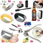 Stainless Steel Manual Rocking Mincer Garlic Press Crusher Kitchen Squeezer HGQW