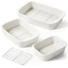 Deep Casserole Dishes for Oven, 13.7”x9.6” Ceramic Baking Dish Set with Roast...