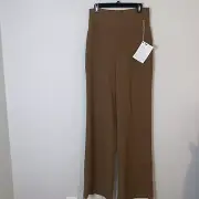 Sandro Ferrone Brown High Waist Flare Leg Zip Trousers NWT Italy SZ 46 US SZ 12