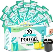 Portable Toilet Gel powder, 70 Packets Travel Toilet gel, Poo Powder with Lemon