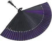 Zerodeko Silk Fan Fabric Style Vintage Traditional Hand Fan Folding Retro Folding Fans Handheld Foldable Decorative Hand Held Fan Folding Hand Fans Chinese Women Dancing Fan Black Bamboo