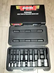 VIM 9pc XZN S2 Triple Square 4" Long Bit Driver Socket Set w/Case #XZN400