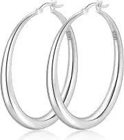 S925 Sterling Silver Hoop Earrings Large Silver Hoop Earrings for Women Hypoalle