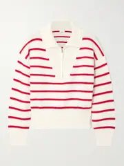 [Allude] Allude - Striped Cotton And Cashmere-blend Sweater - Red - x small x small Red
