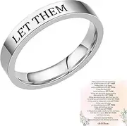 [BlingNook] Let Them Band Ring for Women Men, Self Worth Motivation Ring Stainless Steel Engraving Stackable Rings Inspirational Friendship Gift Jewelry for Sorority Sisters Best Friends, 6, Metal, No Gemstone