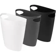 Superio Slim Bathroom Trash Can 2.5 Gallon Plastic, 3, White Grey and Black