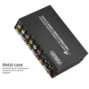 AV Switcher 4 Into 1 Out Av RCA Head Interface Audio and Video Switcher Multi-Function 4-Way AV Sw Black