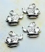 10 pieces - Teapot with Cup Antique Silver Charms Pendants Dangles